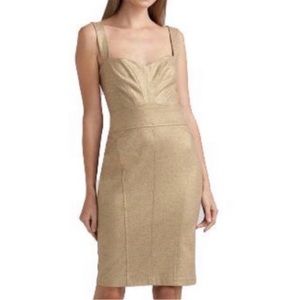Diane Von Furstenberg Gold Sweetheart Neckline Dress | Size 6